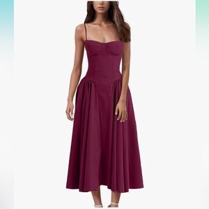 Elegant Burgundy Midi Dress